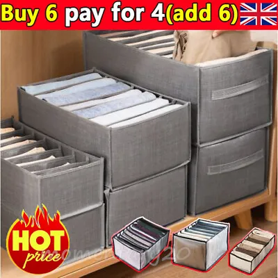 Clothes Drawer Organiser Divider For.Wardrobe Closet Foldable Jeans.Storage Box. • £3.99