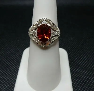 £63.13 • Buy Size 6 Genuine Madeira Citrine & White Zircon 925 Sterling Silver Ring 1.50cts