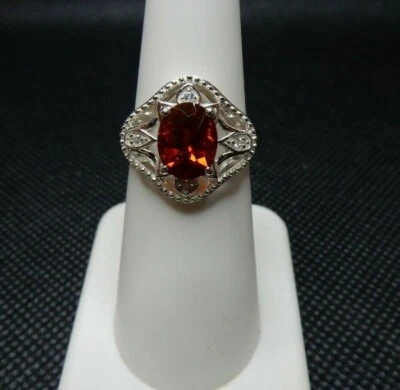 $65 • Buy Size 6 Genuine Madeira Citrine & White Zircon 925 Sterling Silver Ring 1.50cts