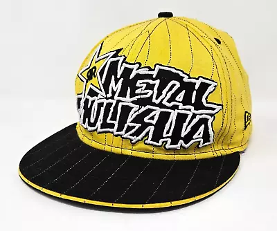 Rockstar Energy Drink Metal Mulisha New Era Fitted Hat Cap Yellow Size 7 3/8 • $59.99