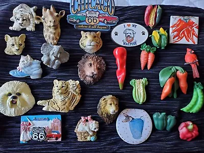 Lot Of 26 Vintage   Animals And Vegetables Refrigerator Magnets 🧲 Miniature  • $20