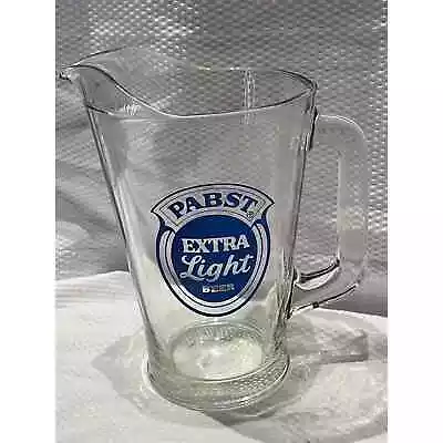 Vintage 1970's Pabst Blue Ribbon Extra Light Heavy Glass 64oz Beer Pitcher • $24