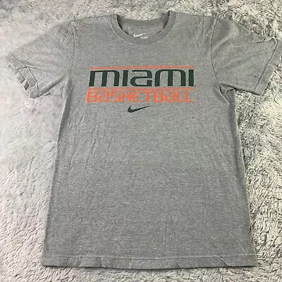 Miami Hurricanes Basketball Shirt Nike Swoosh Short Sleeve Gray The U Logo Back • $12.97