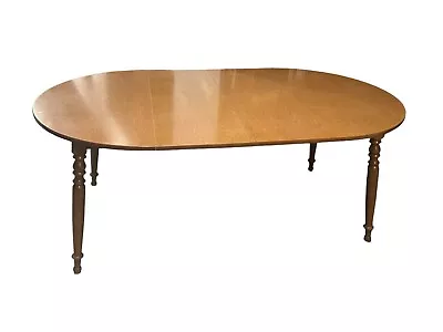 Vintage Dining Table Ethan Allen Baumritter Round Oval Maple Wood 2 Leaves  • $599.20