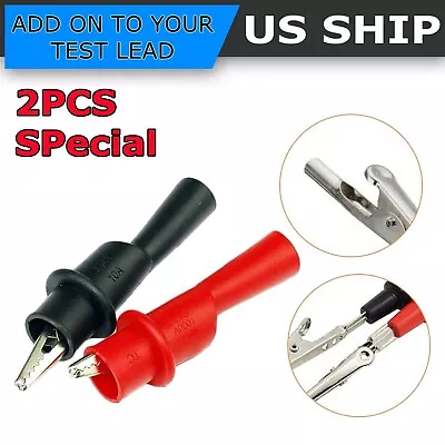 1 Pair Alligator Crocodile Test Clip Clamp For Fluke Multimeter Tester Probe HI • $4.49