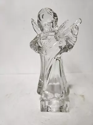 Mikasa Crystal Angel Playing The Mandolin 8  Figurine Germany  • $18