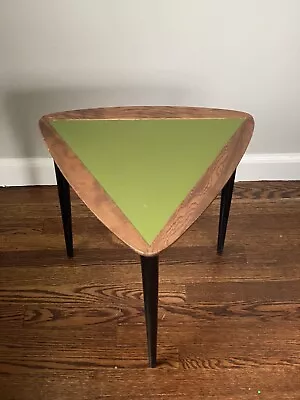 1960s Arthur Umanoff MCM Walnut Side Table Triangle / Guitar Pick GREEN Inlayed • $79