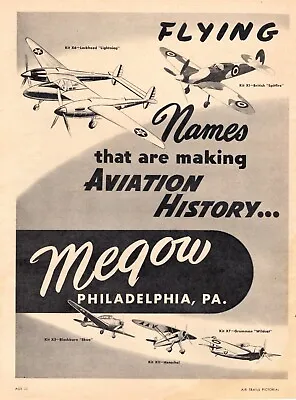 1943 WW 2 Hobby AD FLYING MODEL WARPLANES From MEGOW  Rare Planes ! 101222 • $9.95