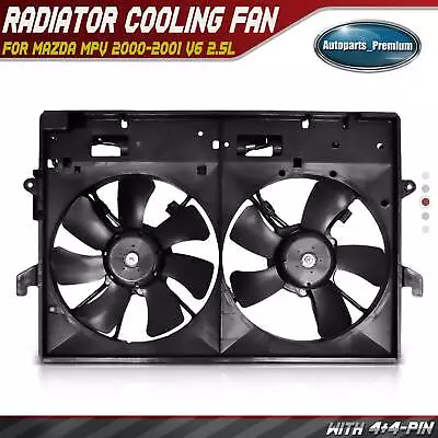 Dual Radiator Cooling Fan Assembly With Shroud For Mazda MPV 2000-2001 V6 2.5L • $129.99