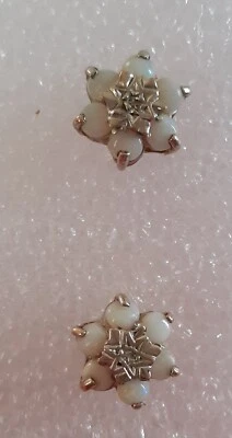 £89 • Buy Vintage 9ct Yellow Gold White Opal Cluster And Diamond  Stud Earrings