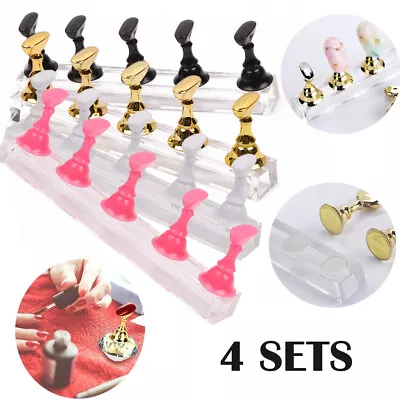 4x Nail Display Stand Holder Practice Training Magnetic Tool Flase Tip Manicure • $12.78