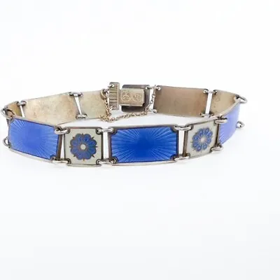Vintage David Andersen Guilloche Enamel Gilt Sterling Bracelet • $265