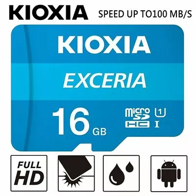 Kioxia Exceria 16G U1 C10 HD High Speed 100MBs MicroSD TF Memory Card • $19.95