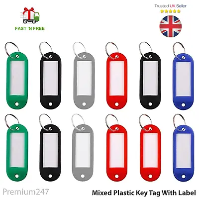 £3.19 • Buy Key Tags Plastic Key Rings ID Tags Name Label Key Fob Tag Mixed Various Colours