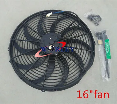 16  12V Slim Radiator Cooling Thermo Fan & Mounting Kit Universal Electric Fan • $36.53