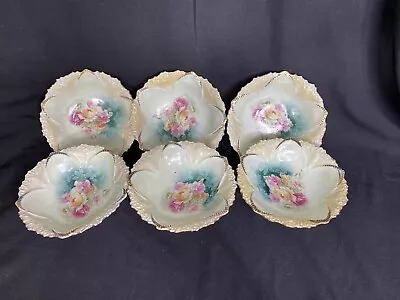 6 Rs Prussia Red Star Roses Dessert Berry Bowls • $74.95