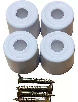 £3.89 • Buy 4 White Rubber Door Stop Stops Stopper 25mm Includes Screws 