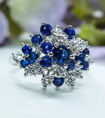 Vintage H Stern Diamond Sapphire 18K White Gold Ring  Designer  • $2299