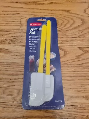 Vintage SEALED 1983 Rubbermaid Silicone Scraper Spatula SET OF 2 8334 NOS YELLOW • $49.98