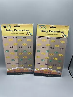 Mardi Gras A Night In Disguise Mask 7’ String Decoration Set Of 2 NIP • $8
