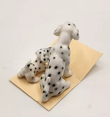 Vintage Miniature Dalmatian Dog Figurine Lot Of 2 Bone China  Adorable  • $12.99