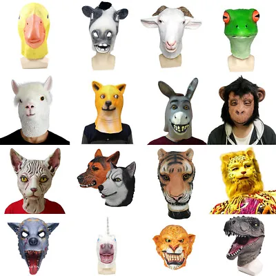 Funny Animal Latex Mask Costume Props Party Halloween Christmas Masquerade. • £18