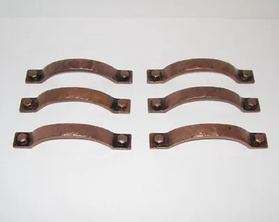 Set Of 6 Mission-Style Hammered Copper 4  Door Handles Drawer Pulls Craftsman • $25