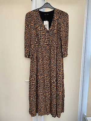 Zara Trf Collection Dress Animal Print Button Up Midi Size EUR Medium BNWT RRP40 • £15.99