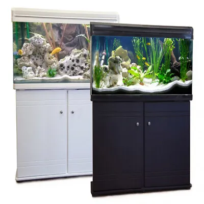 Aquarium Fish Tank Black Cabinet Stand Filter Pump LED Light 10L 35L 70L 100L • $49.90