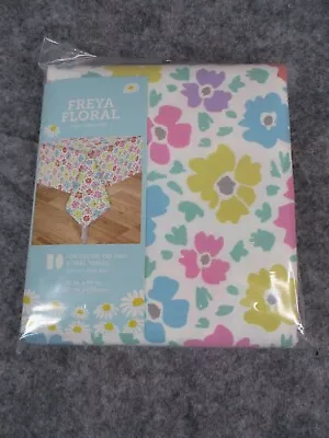 Easter Tablecloth 60x84 Freya Floral Pastel White Vinyl Oblong Oval Tables NEW • $8.96