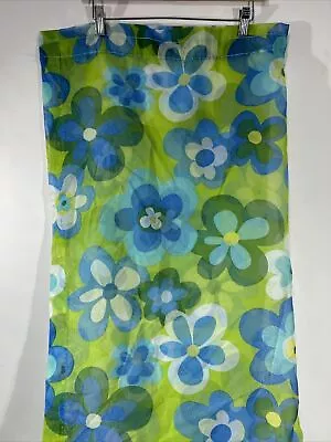 Vintage Sears Retro Daisy Curtains And Valance Green Blue Mid Mod • $60