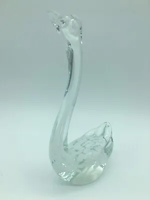 Vintage Murano Style Art Glass White Clear Swan 7” Tall • $9.99