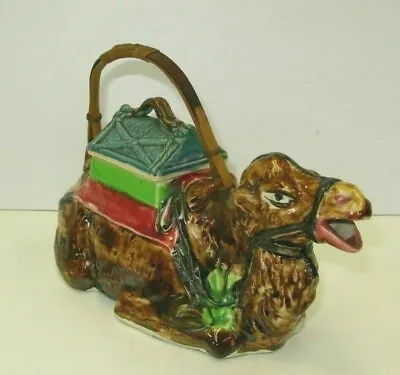 Vintage Majolica Color Figural Figure Camel Teapot Art Deco 1930s Antique Bamboo • $34.95