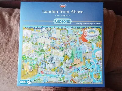 Gibsons 500 Piece Jigsaw Puzzle 'LONDON FROM ABOVE' By Phil Dobson ~ Complete • £3