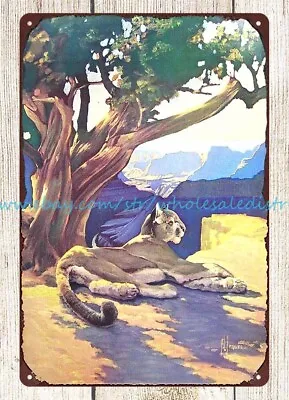 1958 Mountain Lion Hunting Wildlife Art Francis Lee Jaques Metal Tin Sign • $18.86