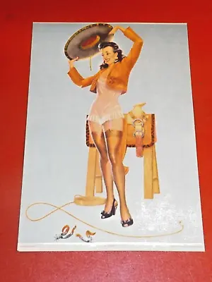 NICE!! ORIGINAL 1940s Mexico Pin Up Poster Print   Al Jaripeo   Senorita Cowgirl • $26.95