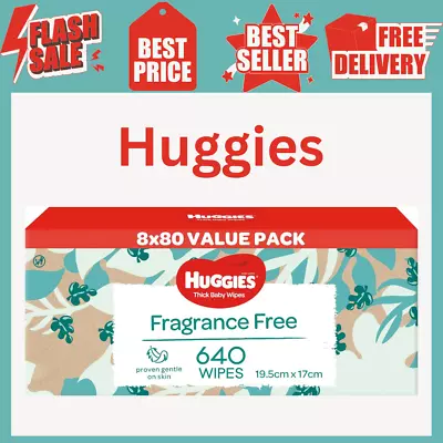 640 HUGGIES Thick Baby Wet Wipes Bulk Mega Pack Fragrance Free - Gentle And E... • $40.69