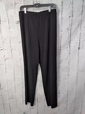 Exclusively Misook Pants Black Pull On Acrylic Classic Pants Straight Leg Size L • $33.54