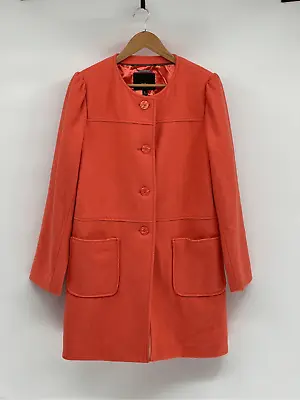 Mossimo Wool Coat Jacket Women Size Large Orange Coral Peacoat Collarless • $59.29