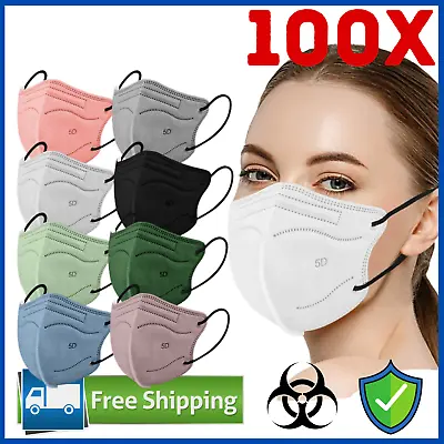 $79.99 • Buy 100Pcs KN95 5D | N95 Disposable Face Mask Respirator Protective Masks 5 Layers