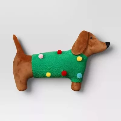 Shaped Dog With Christmas Sweater Novelty Throw Pillow  18 X11  Wondershop (NWT) • $26.99