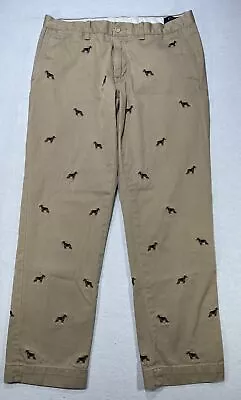 Polo Ralph Lauren Embroidered Hunting Dog Beagle Slim Fit Pants Khakis Tag 33x30 • $39.99