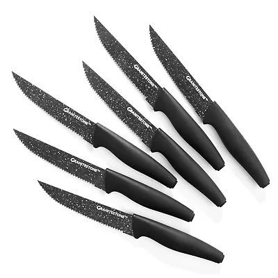 Granitestone KnutriBlade 6 Piece Serrated Steak Knives With Easy Grip Handle • $19.99