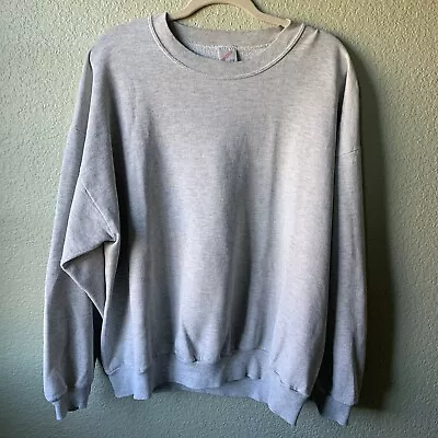 Vtg 90s Jerzees Blank Heather Gray Made In USA Crewneck Sweatshirt Mens 2XL  XXL • $24.99