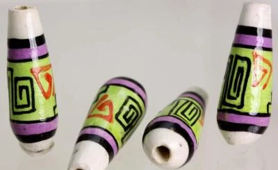 £6.50 • Buy Ceramic Glazed Hair -Crafts  BEADS Geometrical - Hand Painted In Peru  V069 Drop