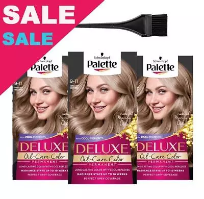 Schwarzkopf Palette Deluxe 9-11 Cool Light Grey Rose Hair Color 3 Pcs • £29.60