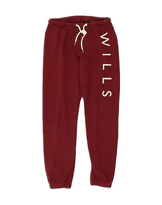 JACK WILLS Womens Graphic Tracksuit Trousers Joggers UK 8 Small  Burgundy AG96 • £14.12