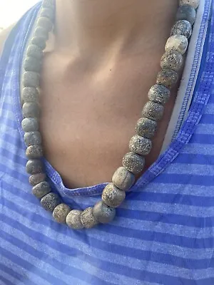 Stegodon Fossil Necklace Beads 130000+ Years Old Related To Woolly Mammoths • $285