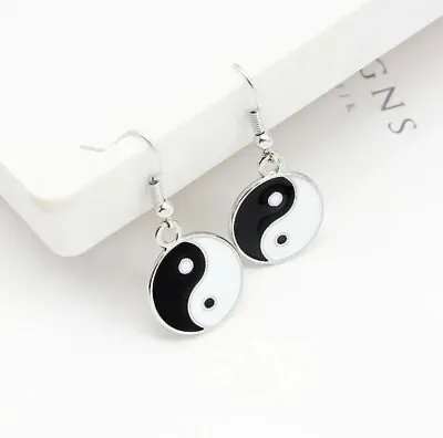 Yin And Yang Chinese Enamel Earrings Men Women Chakra Love Earth Nature Healing • £1.99