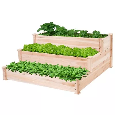 Solid Wood 4 Ft X 4 Ft Raised Garden Bed Planter 3-Tier • $247.16